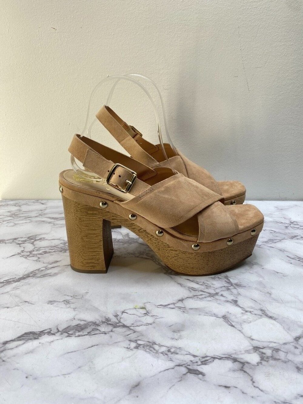 Vince Camuto Women's Tan Jenevya Platform Block Heel Sandals SZ 9